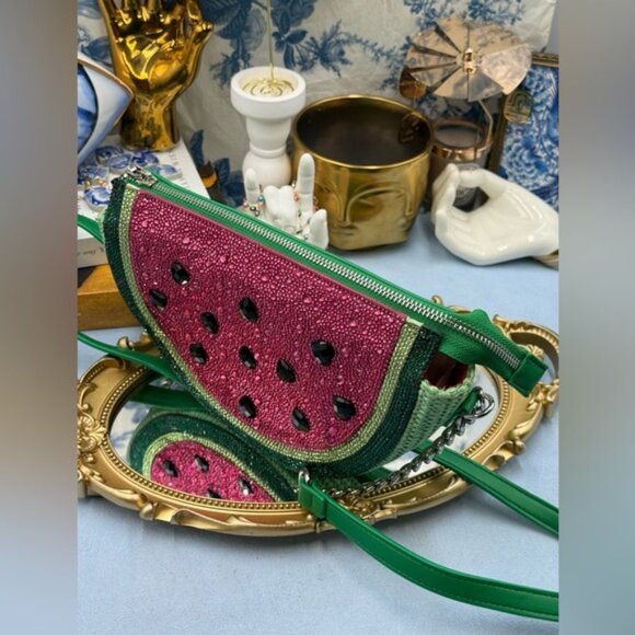 🆕 BETSEY JOHNSON 🧿 NWOT Sugar High Watermelon Bejewelled Crossbody Kitsch Bag - Picture 8 of 16